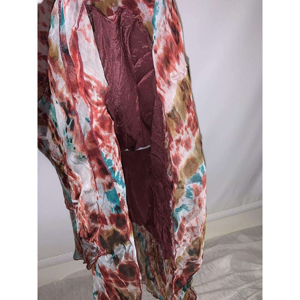 Papillon Y2K Purple Floral Mesh Halter Smock Dress Chiffon Ruffle Size Medium - Picture 4 of 8